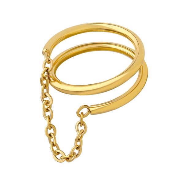 18K GOLD PLATED STAINLESS STEEL "ZINA" FINGER RING <p style="font-size:14px;color:#afeeee"> 1BZ54-r </p>