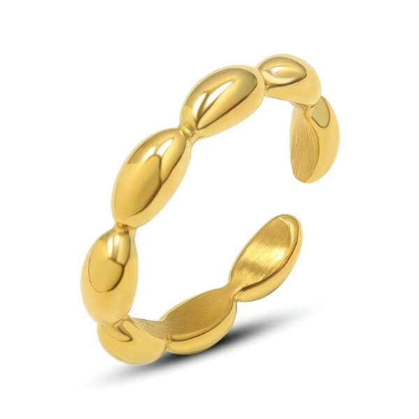 18K GOLD PLATED STAINLESS STEEL "ZINA" FINGER RING <p style="font-size:14px;color:#afeeee"> 1BZ48-r </p>