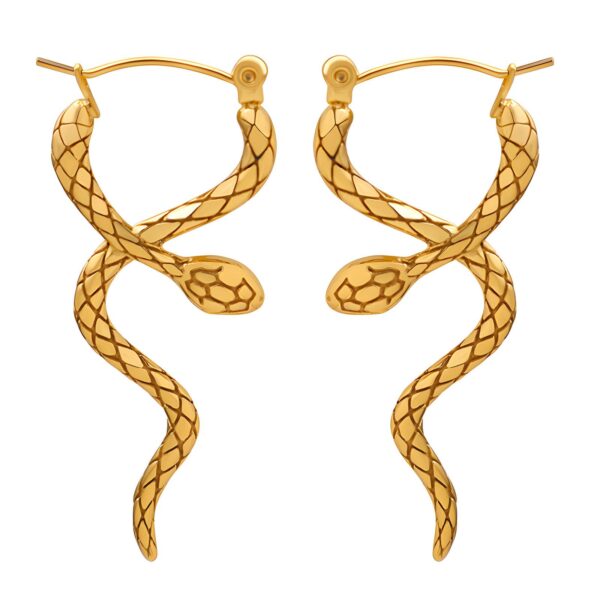 18K GOLD PLATED STAINLESS STEEL "LULU" LOOP SNAKES EARRINGS <p style="font-size:14px;color:#afeeee"> 1BL96-e </p>