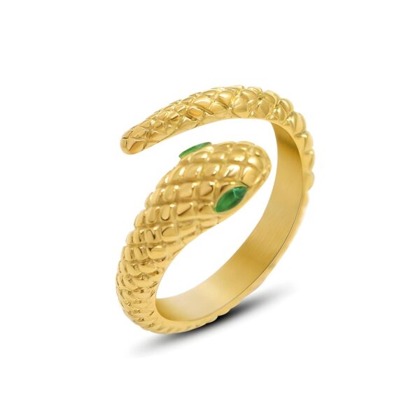 18K GOLD PLATED STAINLESS STEEL "ZINA"SNAKE FINGER RING <p style="font-size:14px;color:#afeeee"> 1BZ36-r </p>