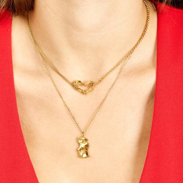 18K GOLD PLATED STAINLESS STEEL "EGO" NECKLACE <p style="font-size:14px;color:#afeeee"> 1BE57-n </p> - Image 3