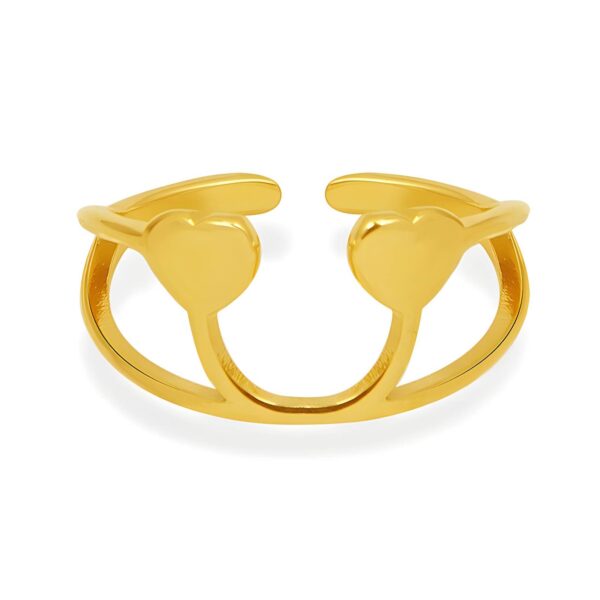 18K GOLD PLATED STAINLESS STEEL "ZINA" HEART FINGER RING <p style="font-size:14px;color:#afeeee"> 1BZ26-r </p>