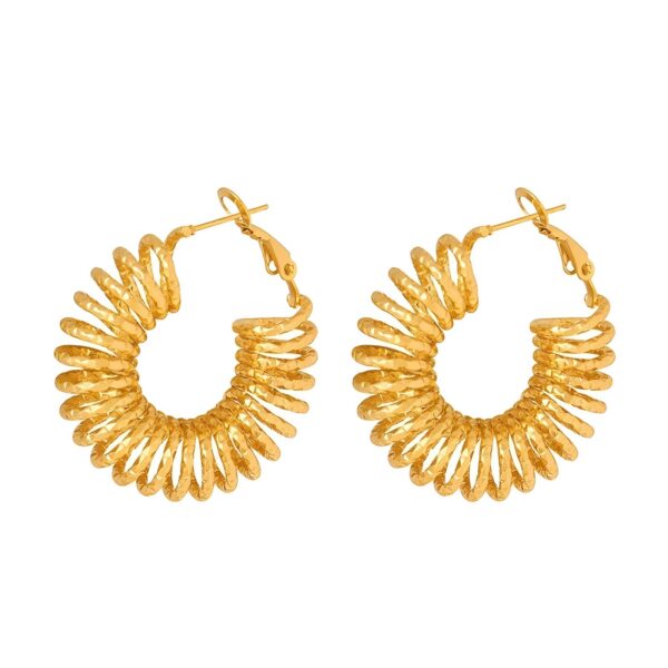 18K GOLD PLATED STAINLESS STEEL "LULU" SPIRAL EARRINGS <p style="font-size:14px;color:#afeeee"> 1BL74-e </p>